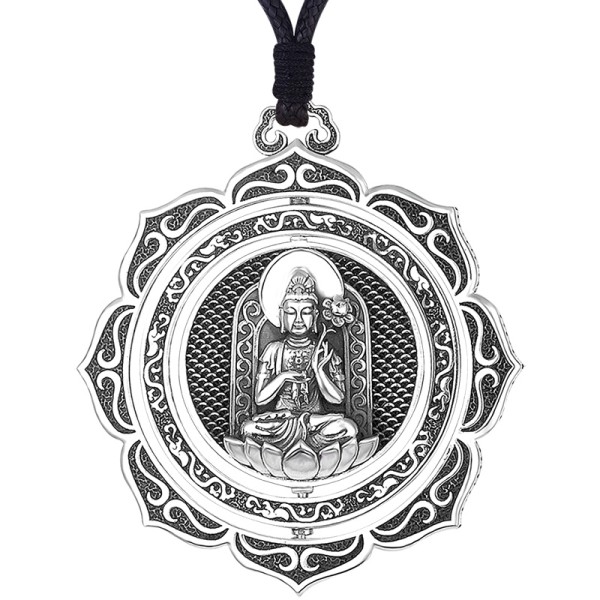 990 Silver Mahasthamaprapta Bodhisattva Pendant - Horse Zodiac Guardian